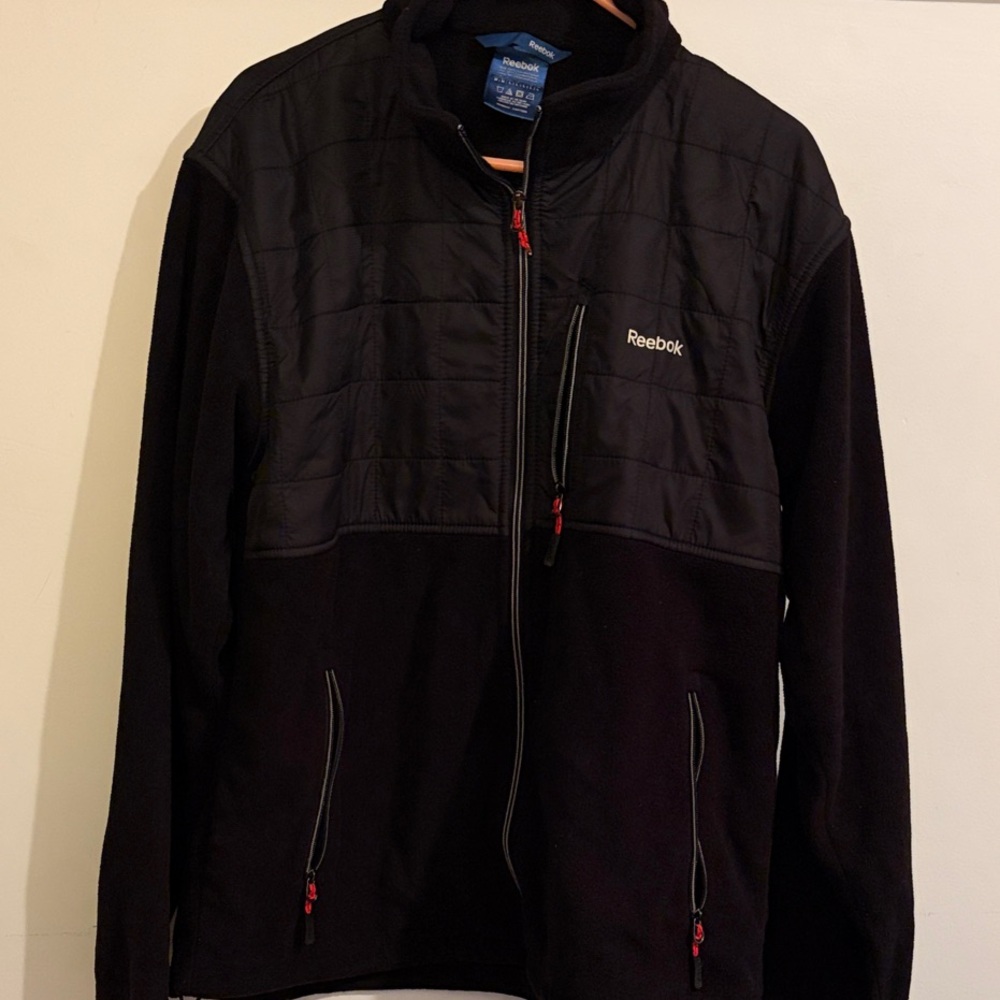 Reebok Men's Black Performance Jacket with Red Accents